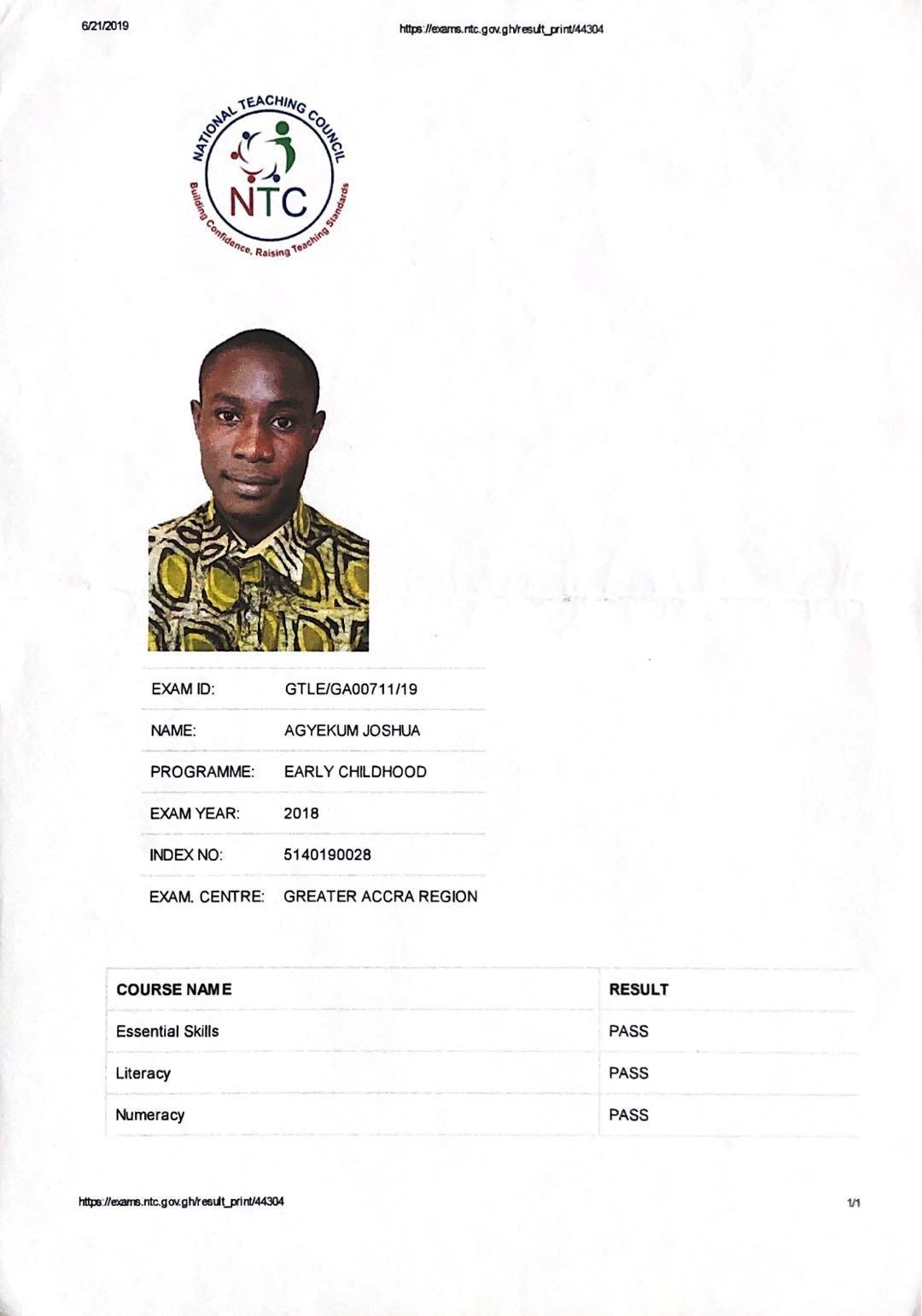 National Teaching Certificate